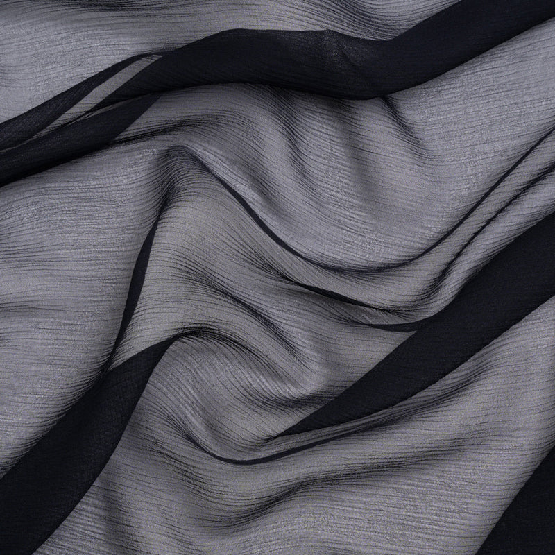 Crinkled Silk Chiffon - Midnight - Premium Collection