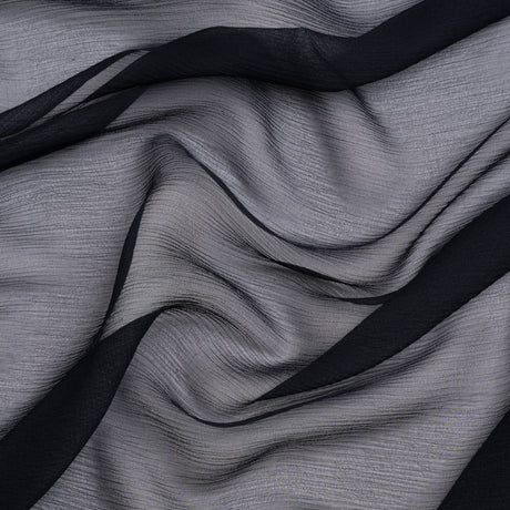 Crinkled Silk Chiffon - Midnight - Premium Collection
