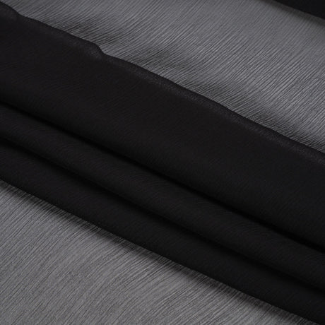 Crinkled Silk Chiffon - Black - Premium Collection