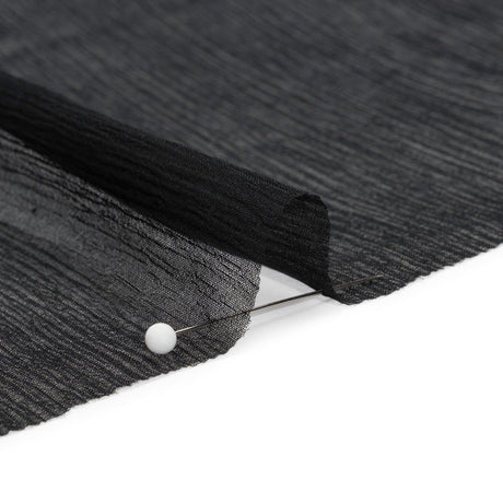 Crinkled Silk Chiffon - Black - Premium Collection