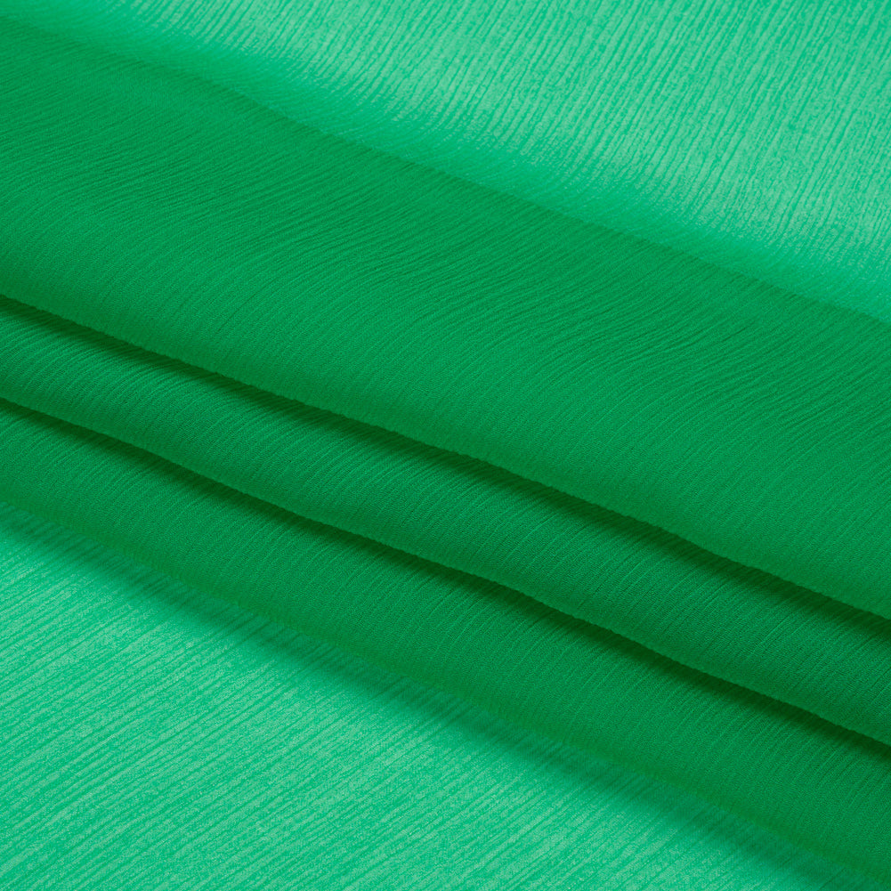 Crinkled Silk Chiffon - Kelly Green - Premium Collection