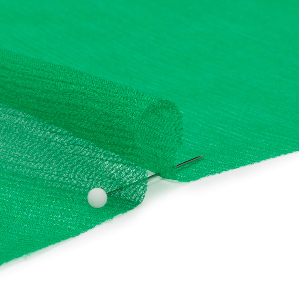 Crinkled Silk Chiffon - Kelly Green - Premium Collection