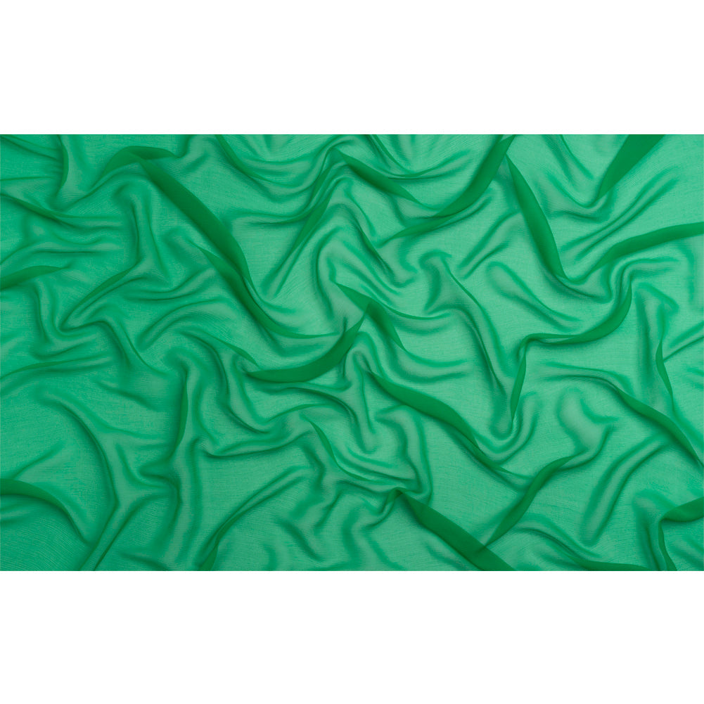 Crinkled Silk Chiffon - Kelly Green - Premium Collection