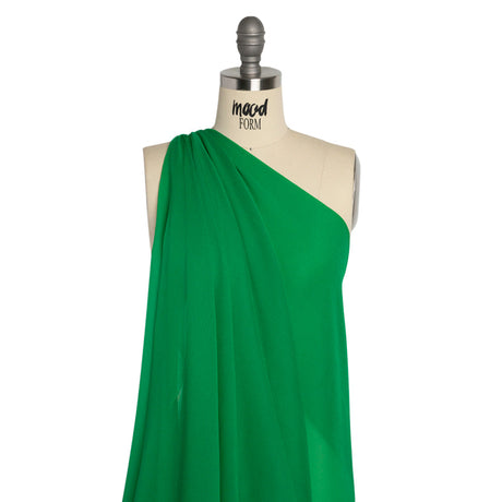 Crinkled Silk Chiffon - Kelly Green - Premium Collection
