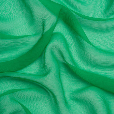 Crinkled Silk Chiffon - Kelly Green - Premium Collection