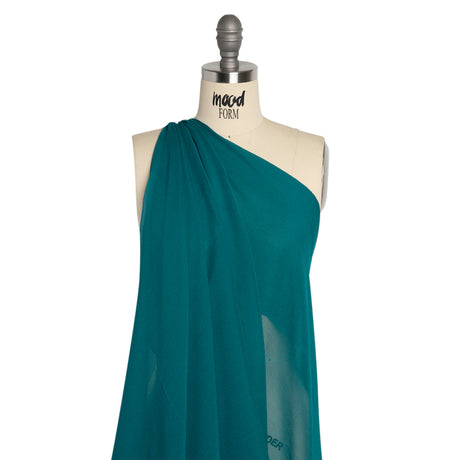 Crinkled Silk Chiffon - Deep Teal - Premium Collection
