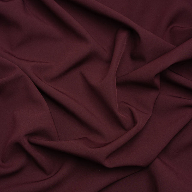 Stretch Recycled Polyester 4-Ply Crepe - Burgundy - Premium Collection