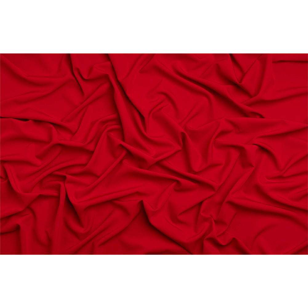 Stretch Recycled Polyester 4-Ply Crepe - Dark Red - Premium Collection