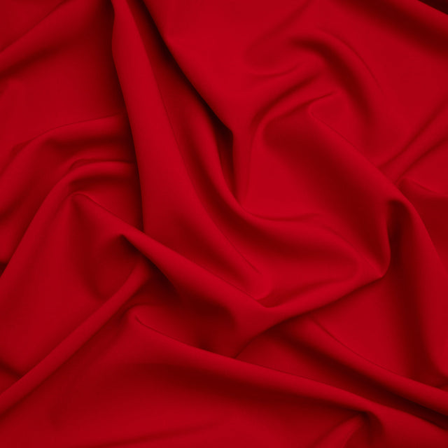 Stretch Recycled Polyester 4-Ply Crepe - Dark Red - Premium Collection