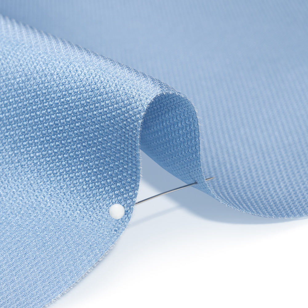 Polyester and Silk Mikado Pique Made in Italy - Placid Blue - Premium Collection