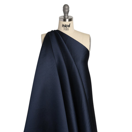 Polyester and Silk Mikado Pique Made in Italy - Navy - Premium Collection