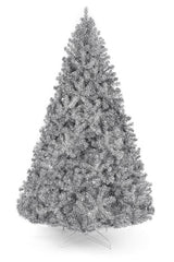 Full Bodied Metallic Silver Tinsel Tree with Metal Stand