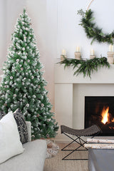 Frosted Oregon Fir with Snow Dusted Pine Cones with Metal Stand