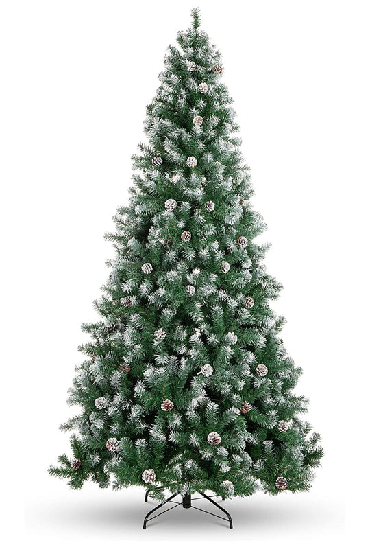 Frosted Oregon Fir with Snow Dusted Pine Cones with Metal Stand