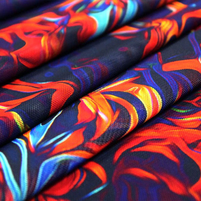 Flames Printed Power Mesh Fabric