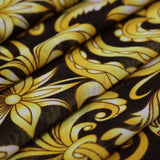 Printed Power Mesh Gold Black Baroque