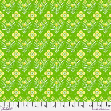Cotton Print Fabric Green Always Flowers What the Birds Said 44/45"