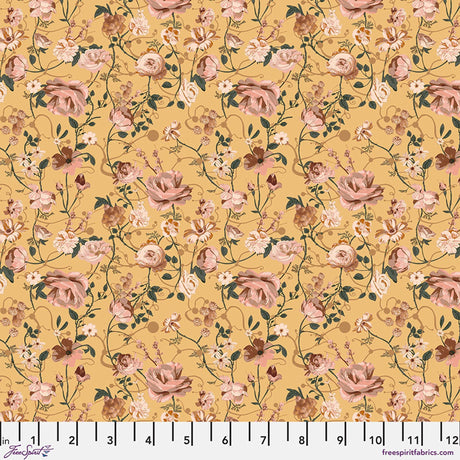 Cotton Print Fabric Enrapture Entwined Canary 44/45"