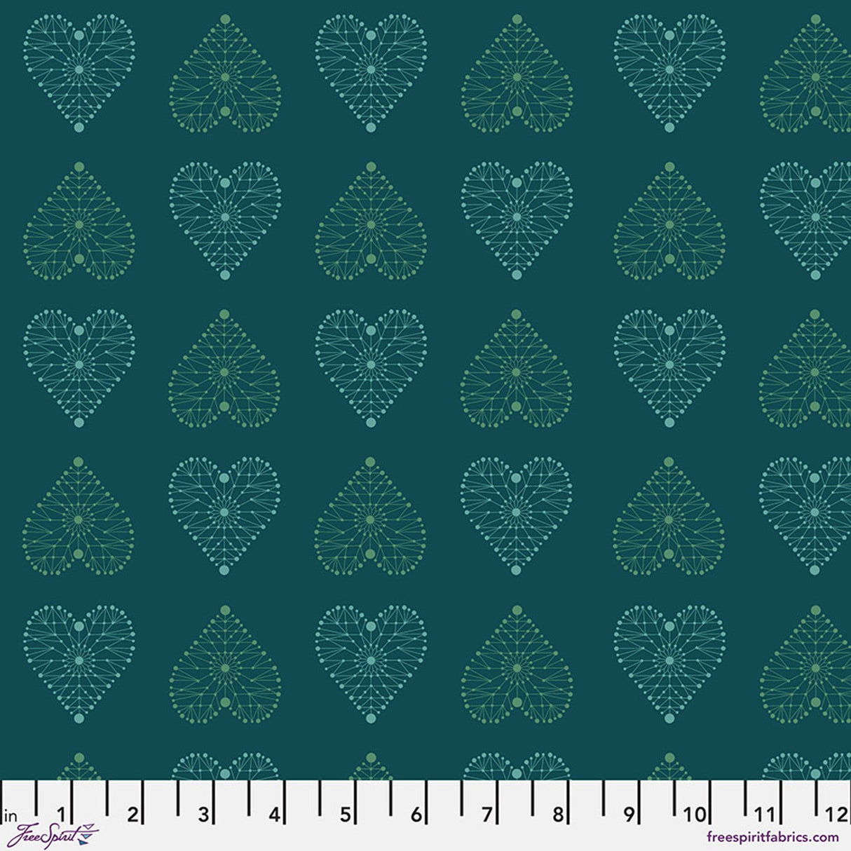 Cotton Print Fabric Enrapture Amour Turquoise 44/45"