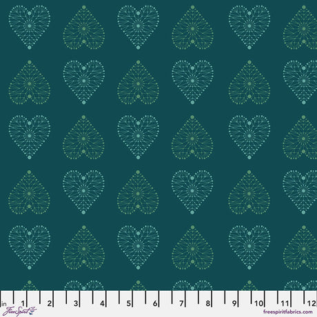 Cotton Print Fabric Enrapture Amour Turquoise 44/45"