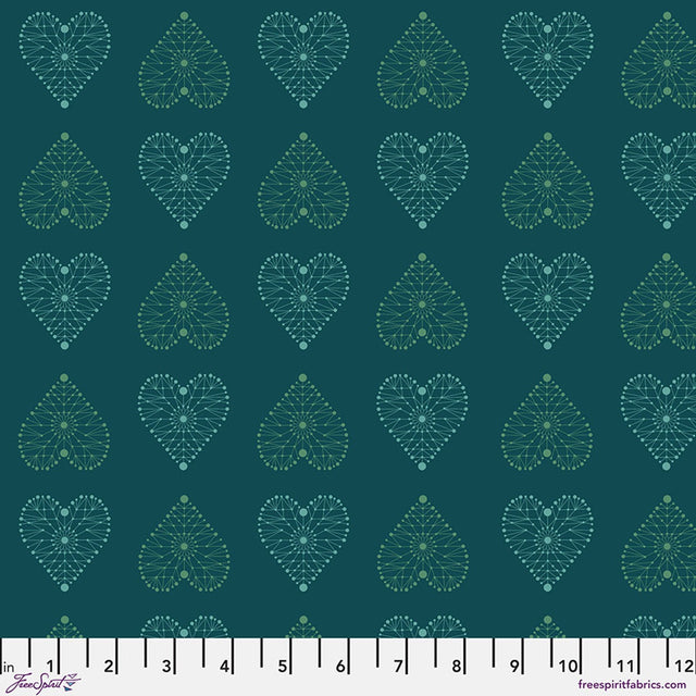 Cotton Print Fabric Enrapture Amour Turquoise 44/45"