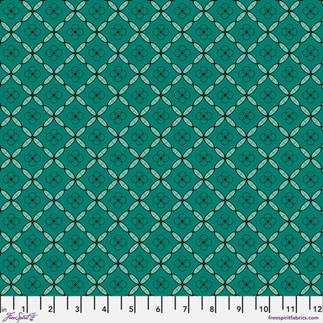 Cotton Print Fabric Enrapture Tiles Emerald 44/45"
