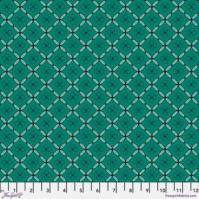 Cotton Print Fabric Enrapture Tiles Emerald 44/45"