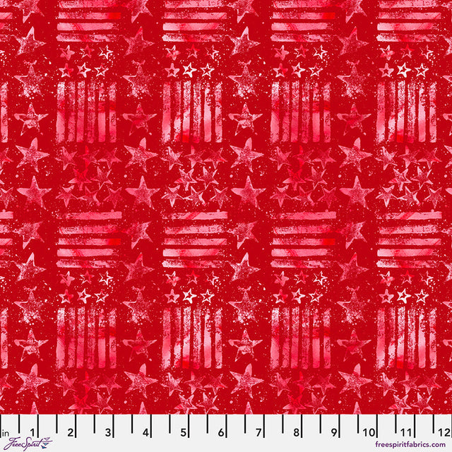 Cotton Americana Stars and Stripes Fabric 44/45" Red