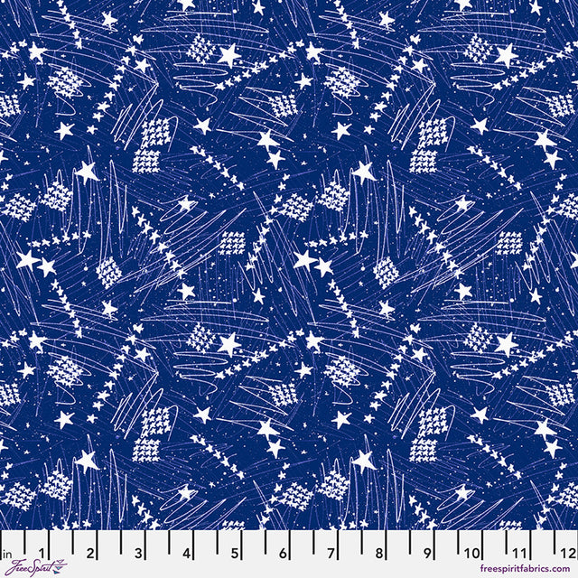 Cotton Americana Stars in the Sky Blue Fabric 44/45"