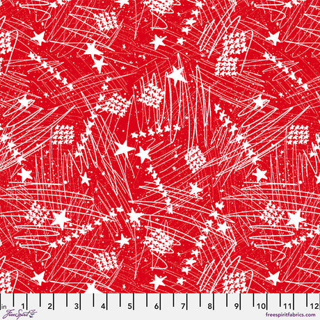 Cotton Americana Fabric Stars in the Sky Large Red 44/45"