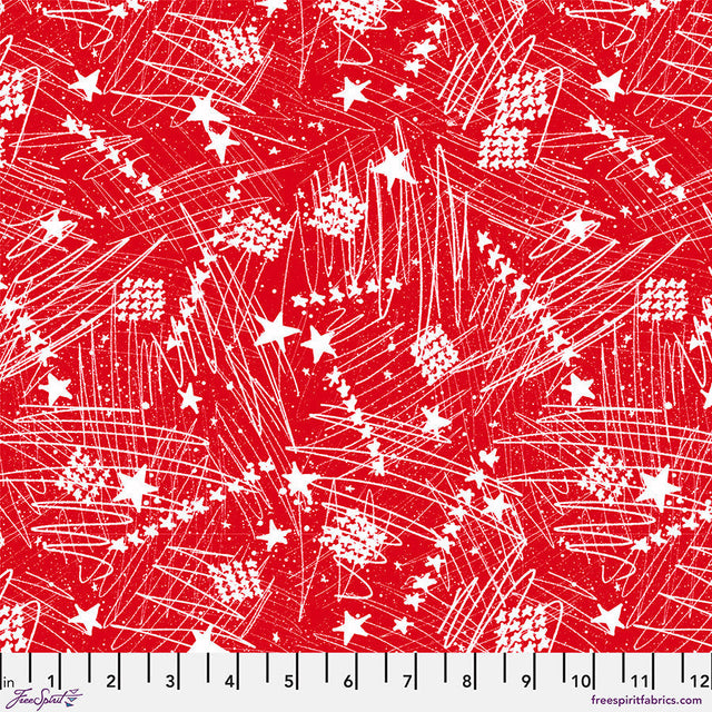 Cotton Americana Fabric Stars in the Sky Large Red 44/45"