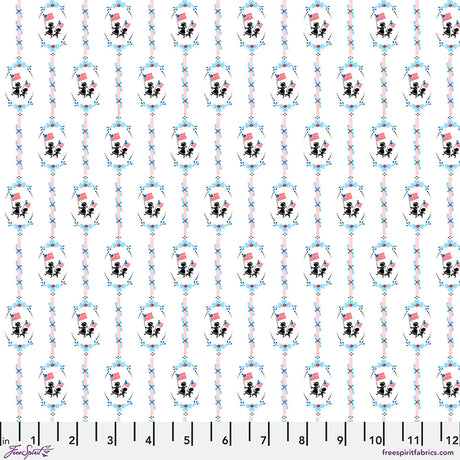 Cotton Fabric White Children March On Americas Birthday 44/45"