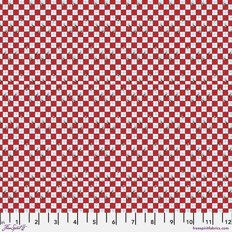 Cotton Print Red Bees at a Picnic Fabric 44/45"