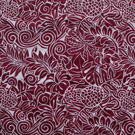 Pacific Islander All Over Design Polyester Fabric - Tropical Flowers, Tropical Leaves, Tropical Fruit, 60" Width (1 Yard)