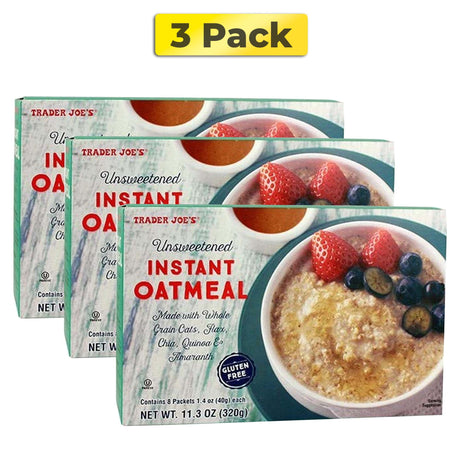 Trader Joe's Unsweetened Instant Oatmeal GLUTEN FREE 11.3 oz 8 Packets Per Box