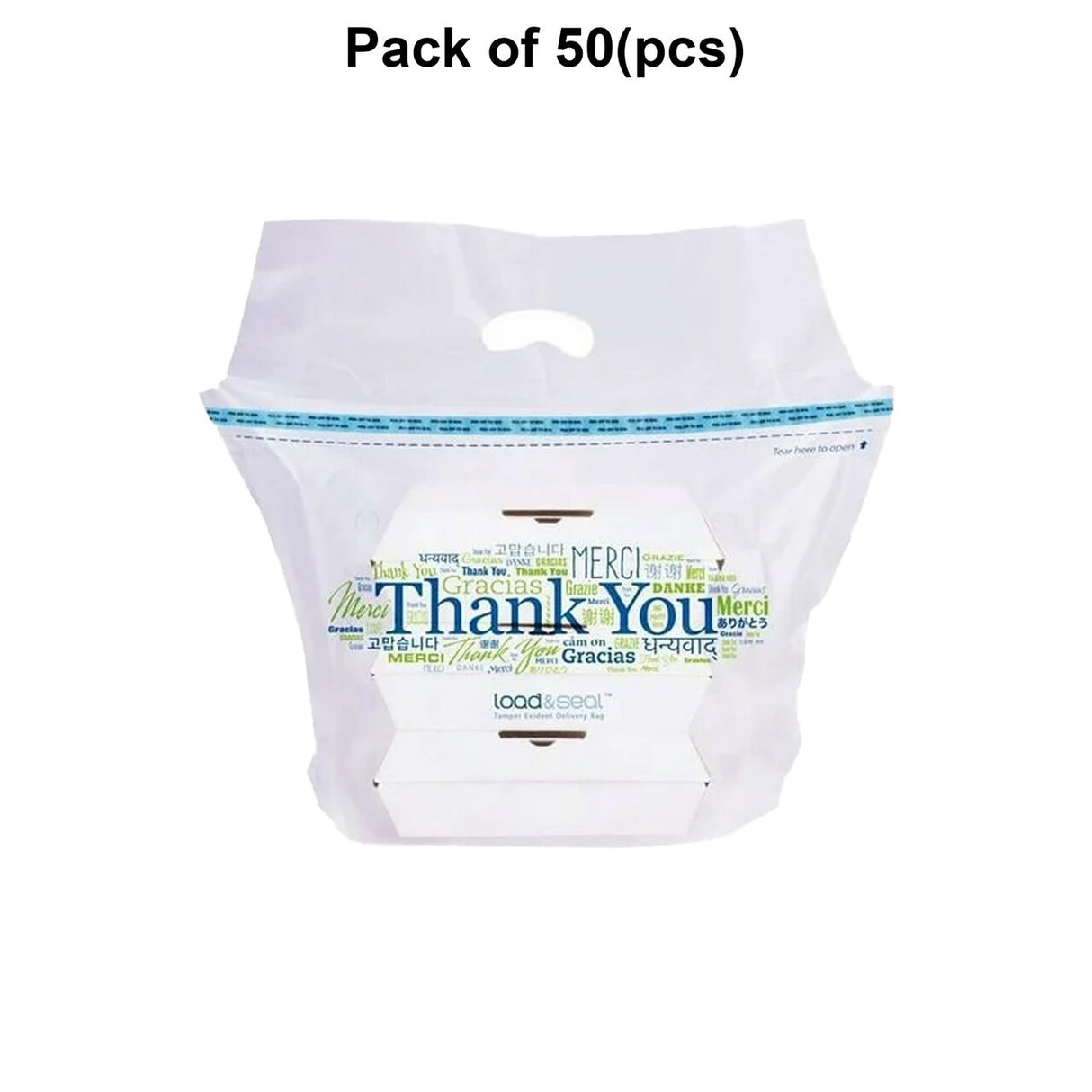Hilex Poly Thank You Load and Seal Polyethylene Natural 1.5 Mil Tamper Evident Delivery Bag, 21 x 17 x 9 inch -- 500 per case