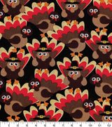 Quilting Cotton Packed Turkeys Harvest Thanksgiving Fabric