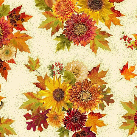 Quilting Cotton Packed Bouquet Metallic Florals Timeless Treasures
