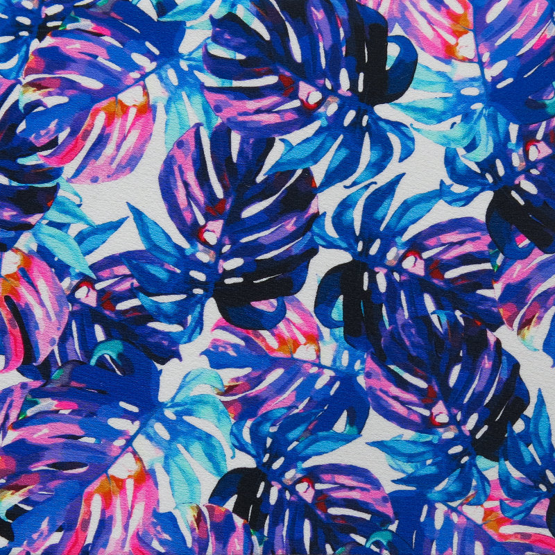 Swim Knit Recycled Nylon Spandex Painted Leaves 4-Way Stretch