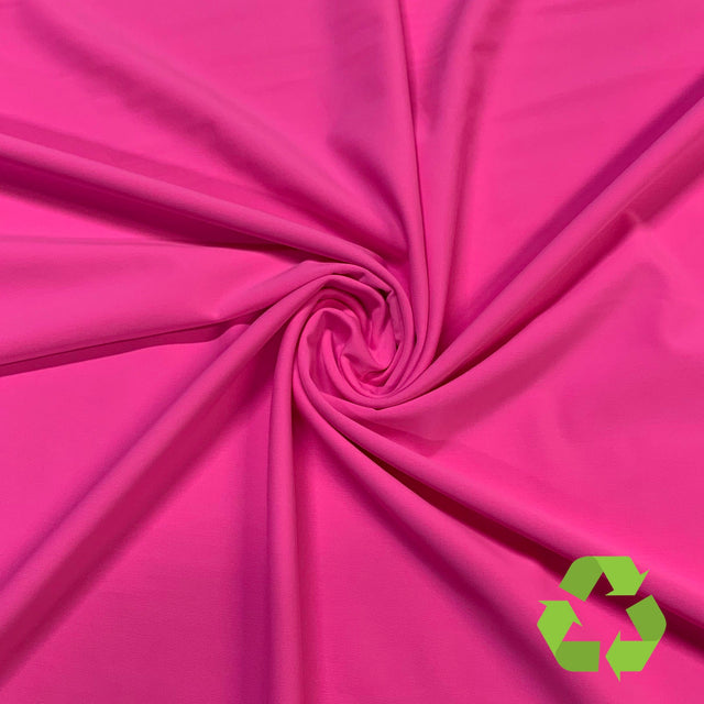 Recycled Nylon Spandex Swim Knit Shocking Pink Palm