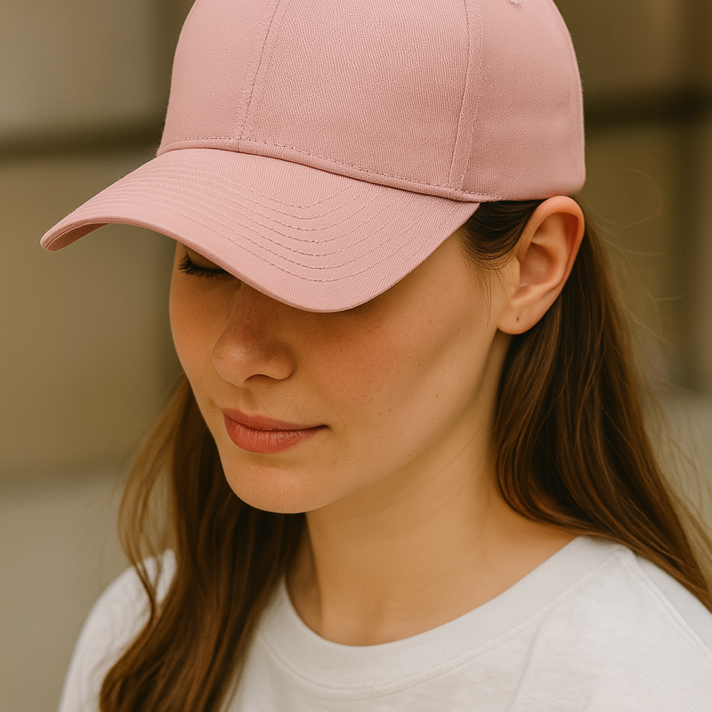 Panel Caps 6204 Cotton Twill Fabric - Light Pink, Structured 6-Panel, Low-Profile, Snapback Adjustable (One Size)