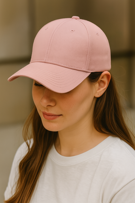 Panel Caps 6204 Cotton Twill Fabric - Light Pink, Structured 6-Panel, Low-Profile, Snapback Adjustable (One Size)