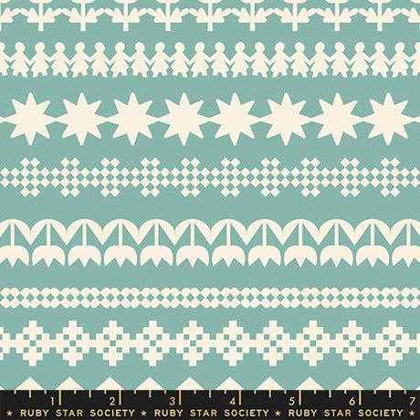 Cotton Knit Fabric Water Turquoise Stripes 43/44"