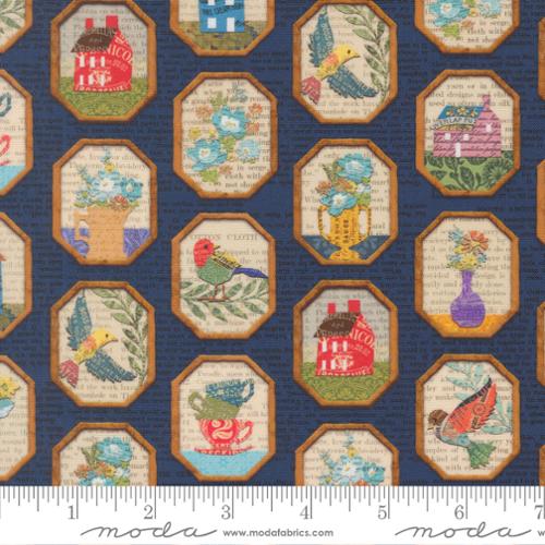 Cotton Print Paper Hamlet Midnight Frames Fabric 44/45"