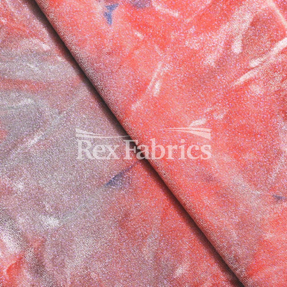 Crushed Tie Dye Velvet Polyester Spandex Velvet Fabric - Assorted Colors, Crushed Tie-Dye, 58/60" Width (1 Yard)