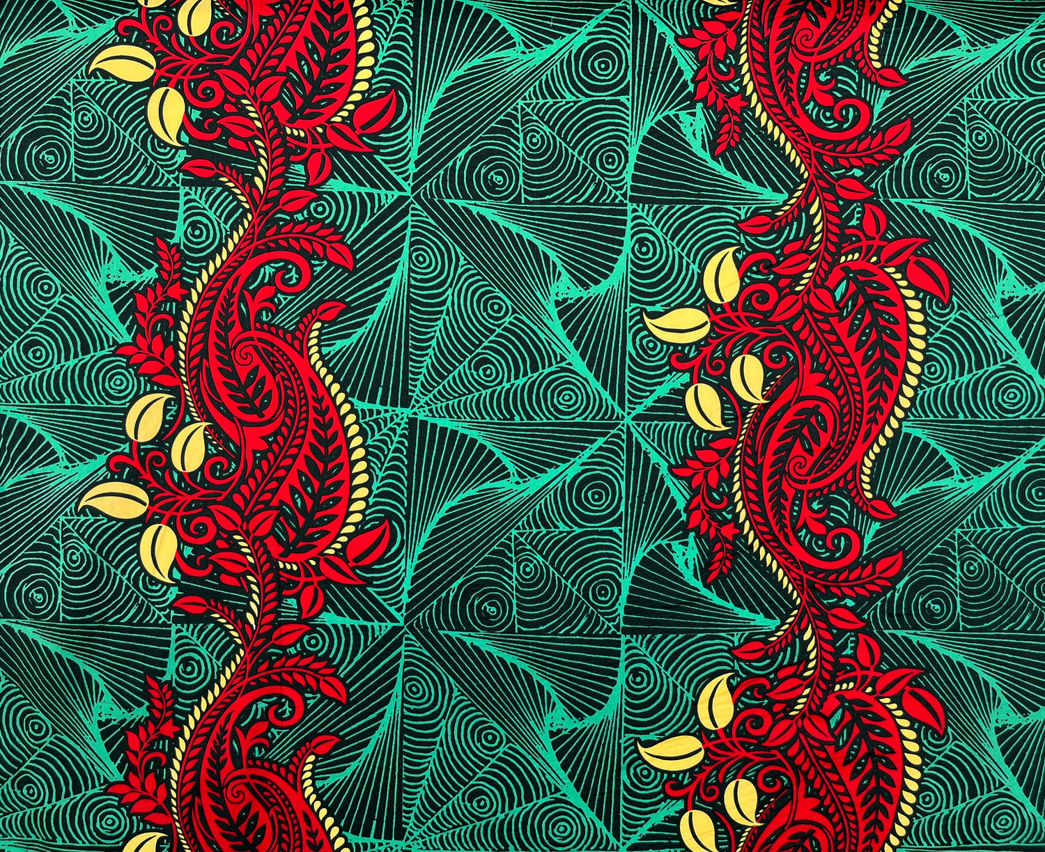 Paradise Floral Vines Cotton Fabric - Purple, Pine Green, Golden Brown, Floral Vine Print, 36" X 44-45" (1 Yard)