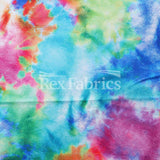 Parchment Tie Dye Poly Spandex Fabric - Rainbow/Multi Watercolor, 4-Way Stretch, 58/60" Width (1 Yard)