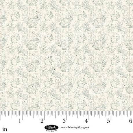 Cotton Print Blue Bunnies Fabric 44/45"