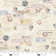 Cotton Fabric Parisian Snippets Digital Ecru Labels and Butterflies 44/45"