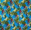 Polyester Peachskin Fabric Parrots Split Monstera Palm Leaves